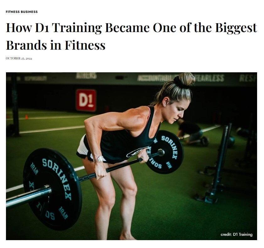 Athletech News Features D1 training as one of the biggest brands in fitness