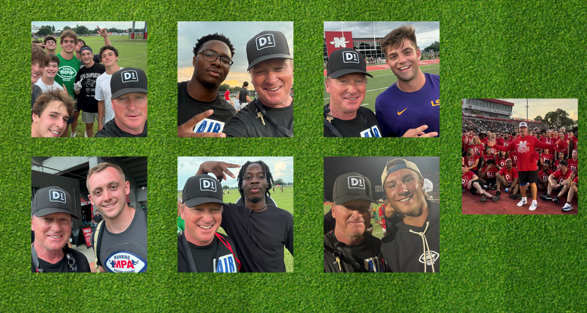 Former NFL Coach Jon Gruden Rocks D1 Training Hat Nonstop At Manning Passing Academy
